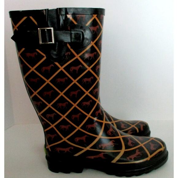 Western Chief Women's Black Horse Print Rain Boots Size 7M - Picture 2 of 11